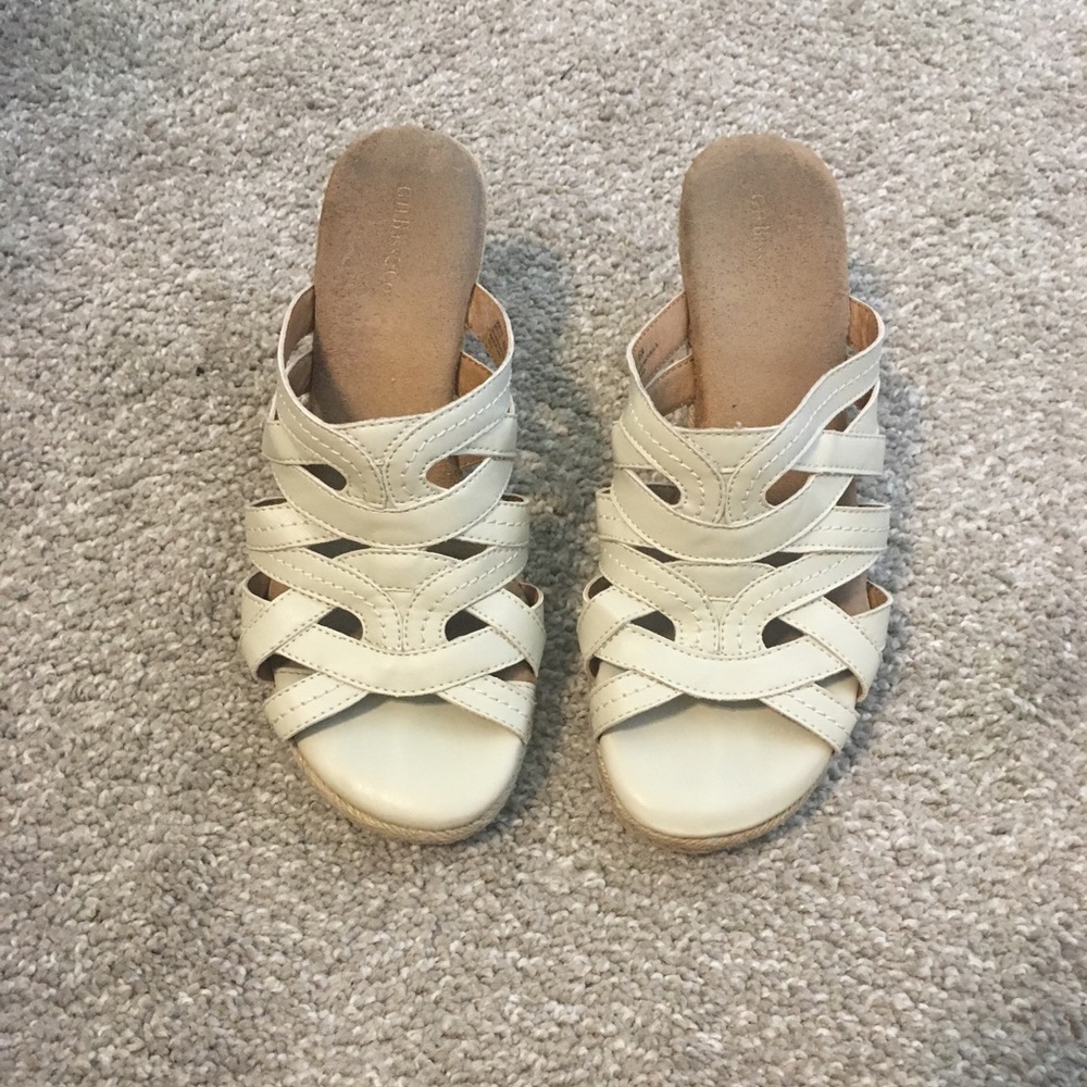 Cream Wedge Sandals